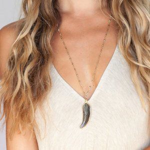 Heather Gardner Gold Wrapped Feather Necklace